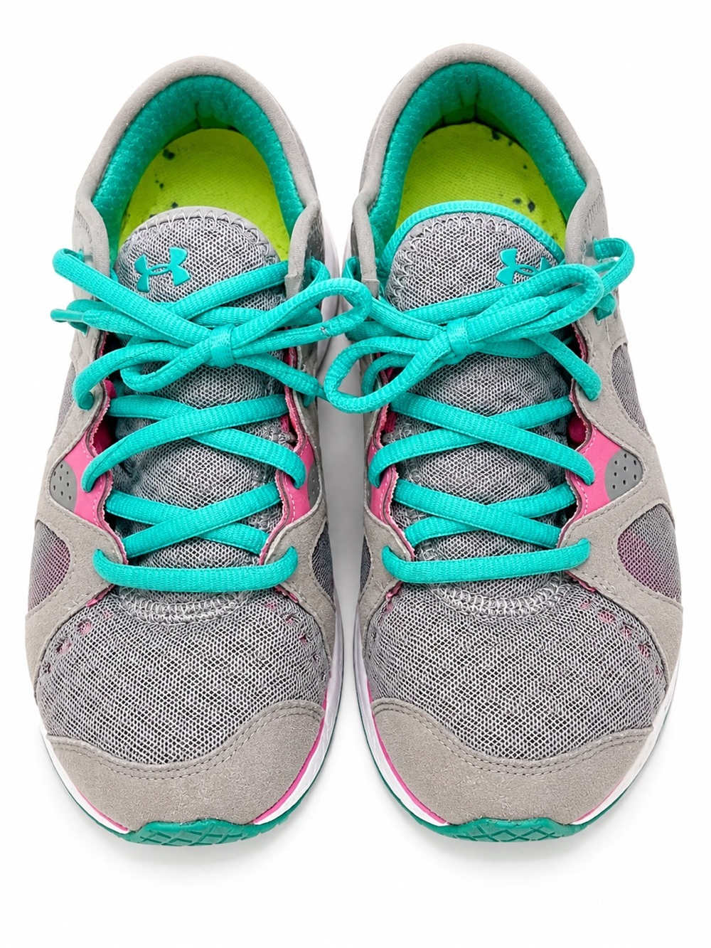Under Armour Women's Gray Sneakers with Teal & Pink Accents
